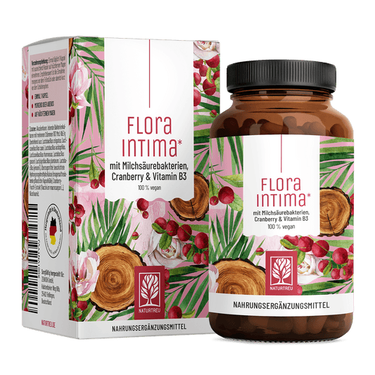 Floraintima von NATURTREU – mit Milchsäurebakterien mit Cranberry & Vitamin B3 – 60 Kapseln für 2 Monate