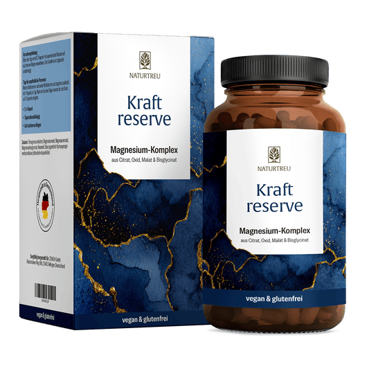Kraftreserve von NATURTREU – Magnesium-Komplex aus Citrat, Oxid, Malat und Bisglycinat – 180 Kapseln für 3 Monate