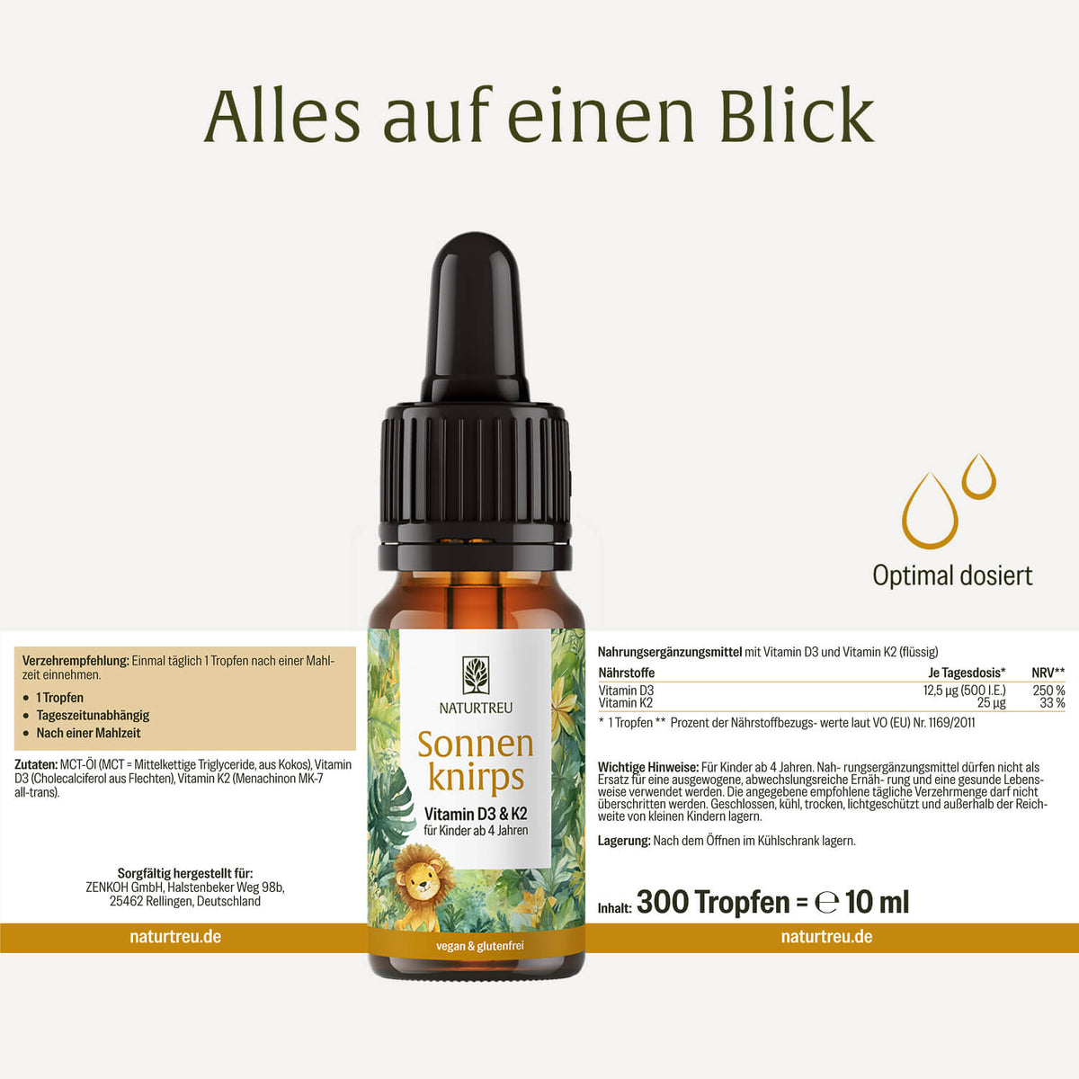 Sonnenkind Vitamin D3 K2 Etikett