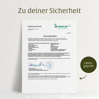 Laborzertifikat für NATURTREU Blütenrein – Qualitätsprüfung und Reinheit bestätigt  