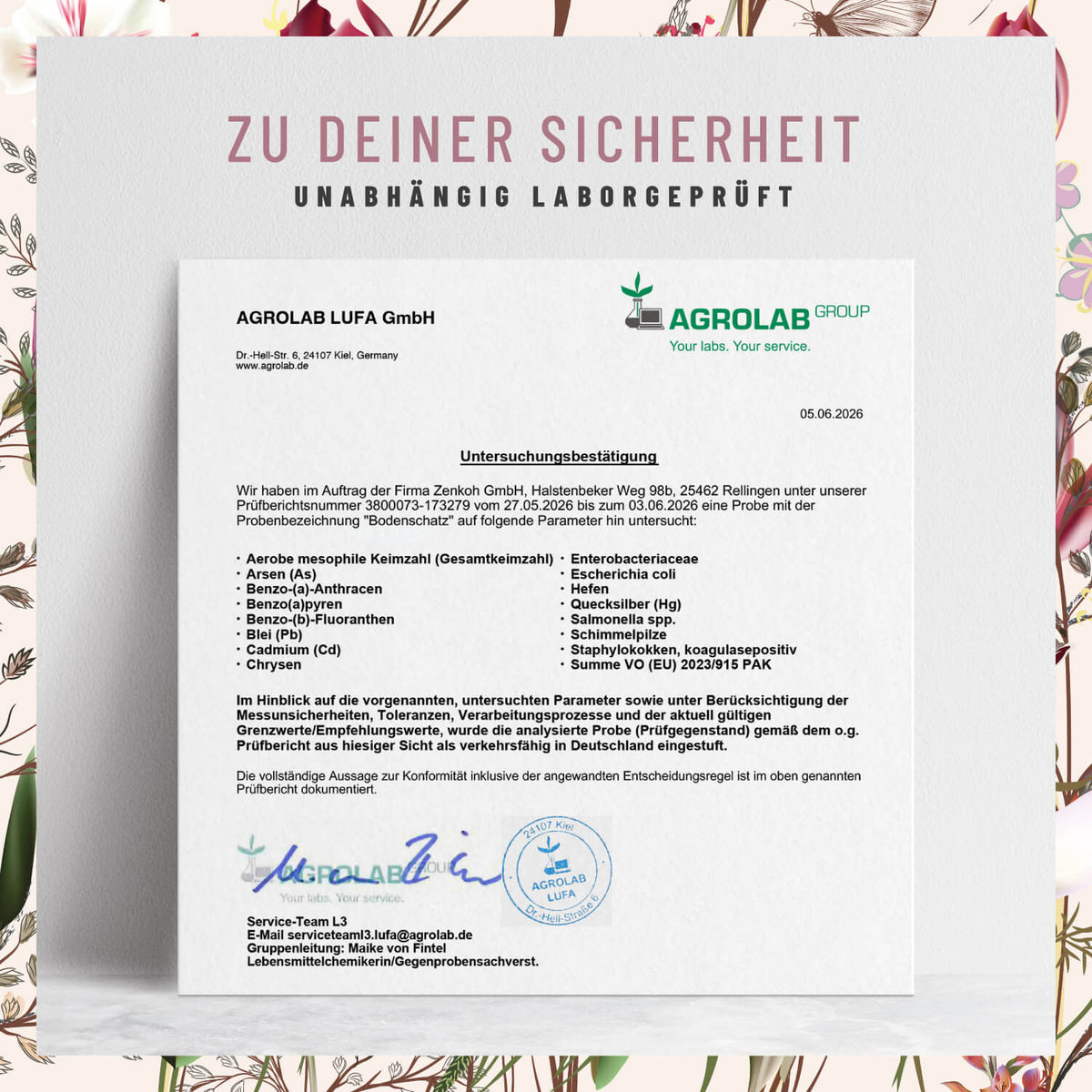 Bodenschatz Selen-Presslinge Laborzertifikat