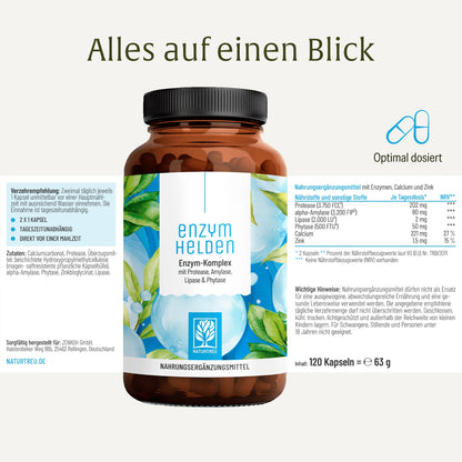Enzymhelden: Enzym-Komplex mit Protease, Amylase, Lipase & Phytase