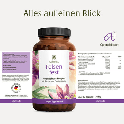 Felsenfest Passionsblume-Baldrian-Johanniskraut-Komplex Etikett 01