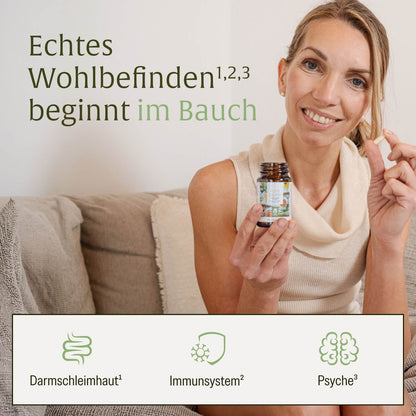 Grafik: NATURTREU Florazauber Kapseln leisten einen wichtigen Beitrag für Darmschleimhaut und das Immunsystem.