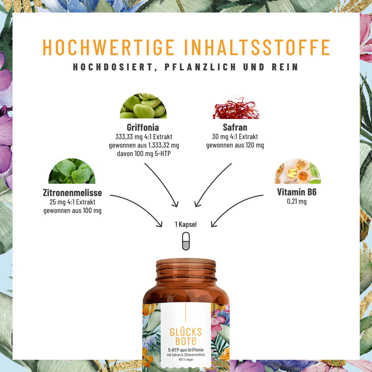 Gluecksbote 5-HTP aus Griffonia Hochwertige Inhaltsstoffe