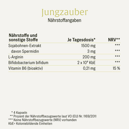 JUZA Jungzauber Naehrwerttabelle 
