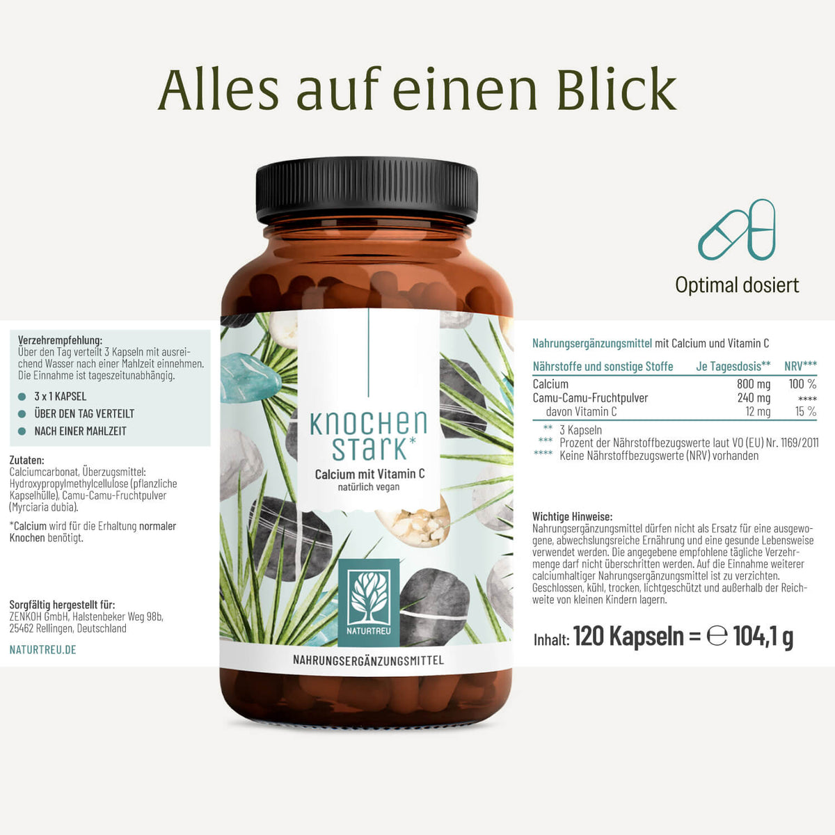 Knochenstark Calcium VitaminC Etikett