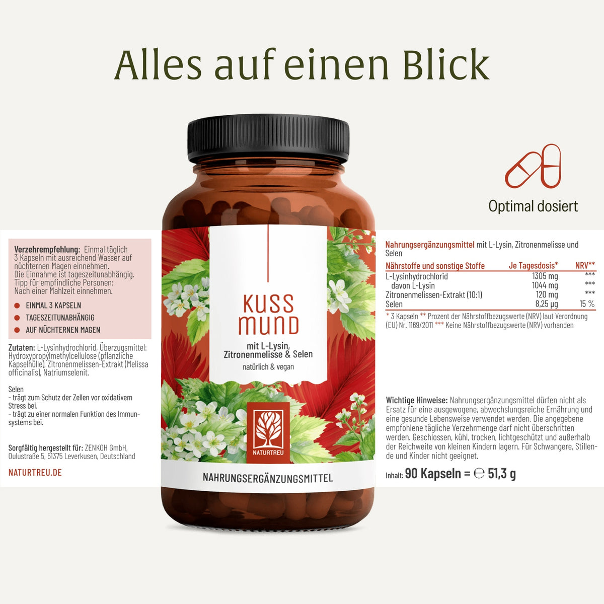Kussmund L-Lysin Zitronenmelisse Selen Etikett 