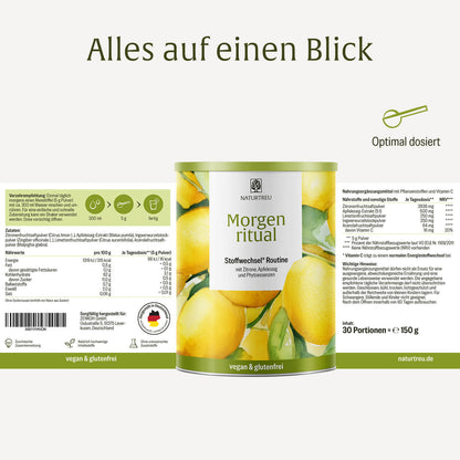 Morgenritual NATURTREU: Nährwertangaben, Inhaltsstoffe + Verzehrempfehlung.