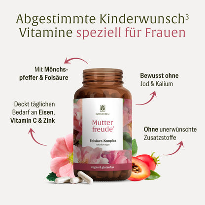 Mutterfreude Folsaeure-Komplex Hochwertige-Inhaltsstoffe 