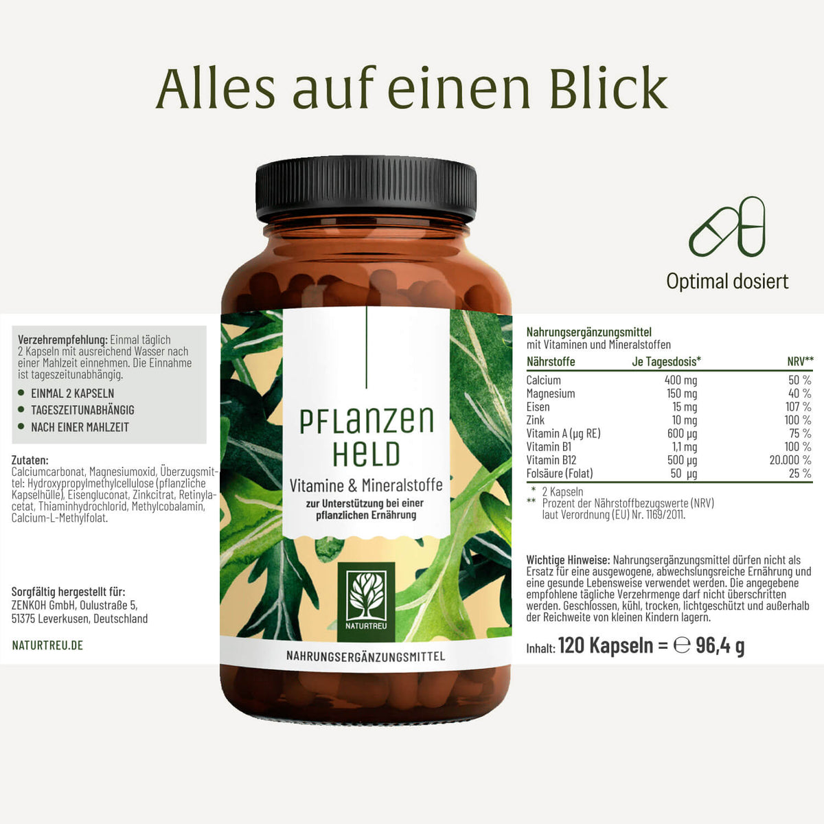 Pflanzenheld Vitamine Mineralien Etikett