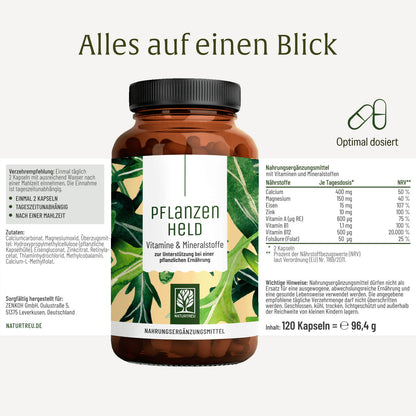 Pflanzenheld Vitamine Mineralien Etikett