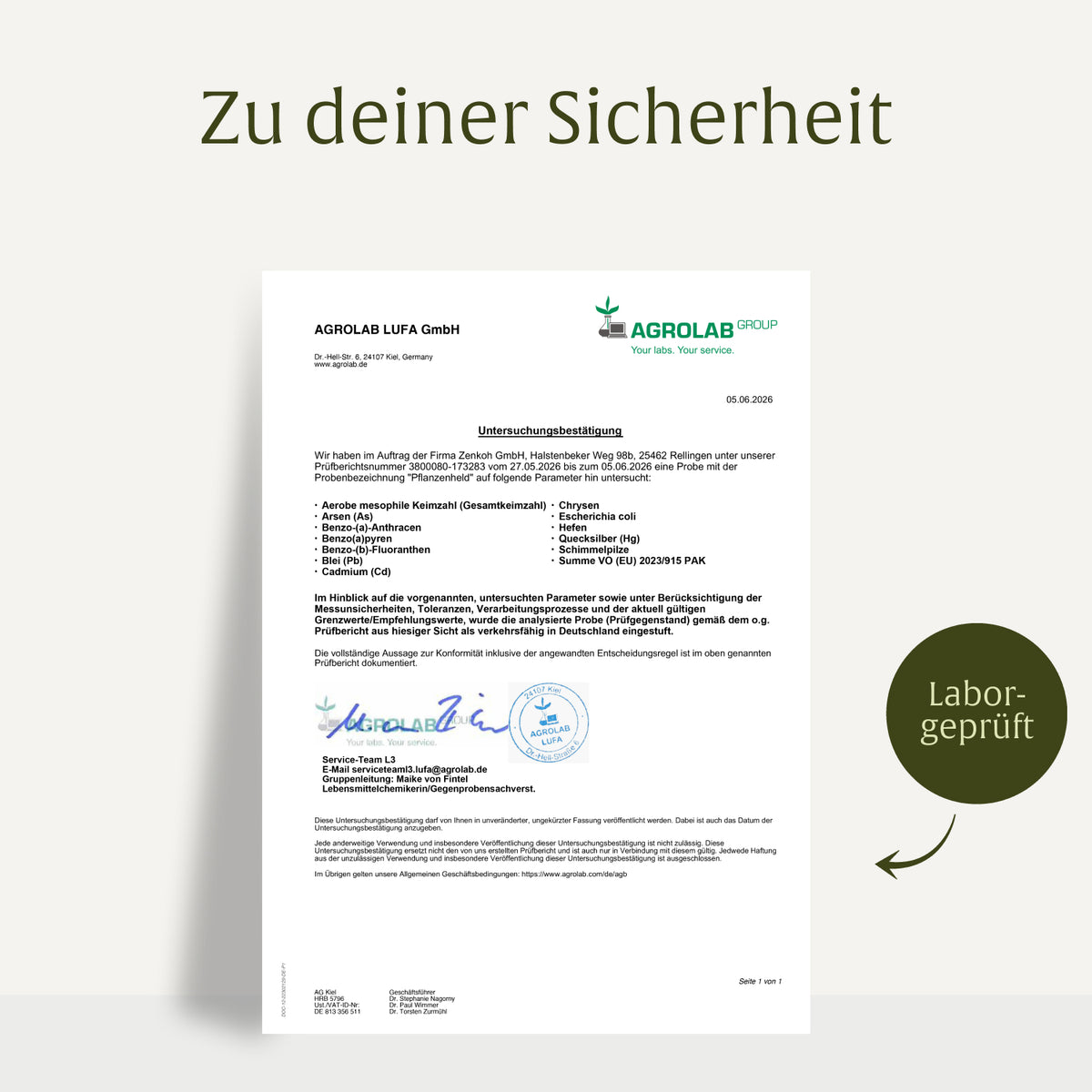 Pflanzenheld Vitamine Mineralien Laborzertifikat 