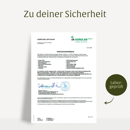 Pflanzenritual Laborzertifikat 