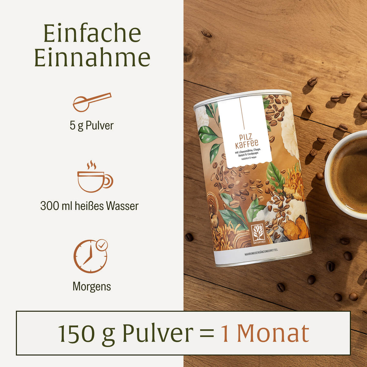 Pilzkaffee Kaffeegetraenkepulver Einnahme