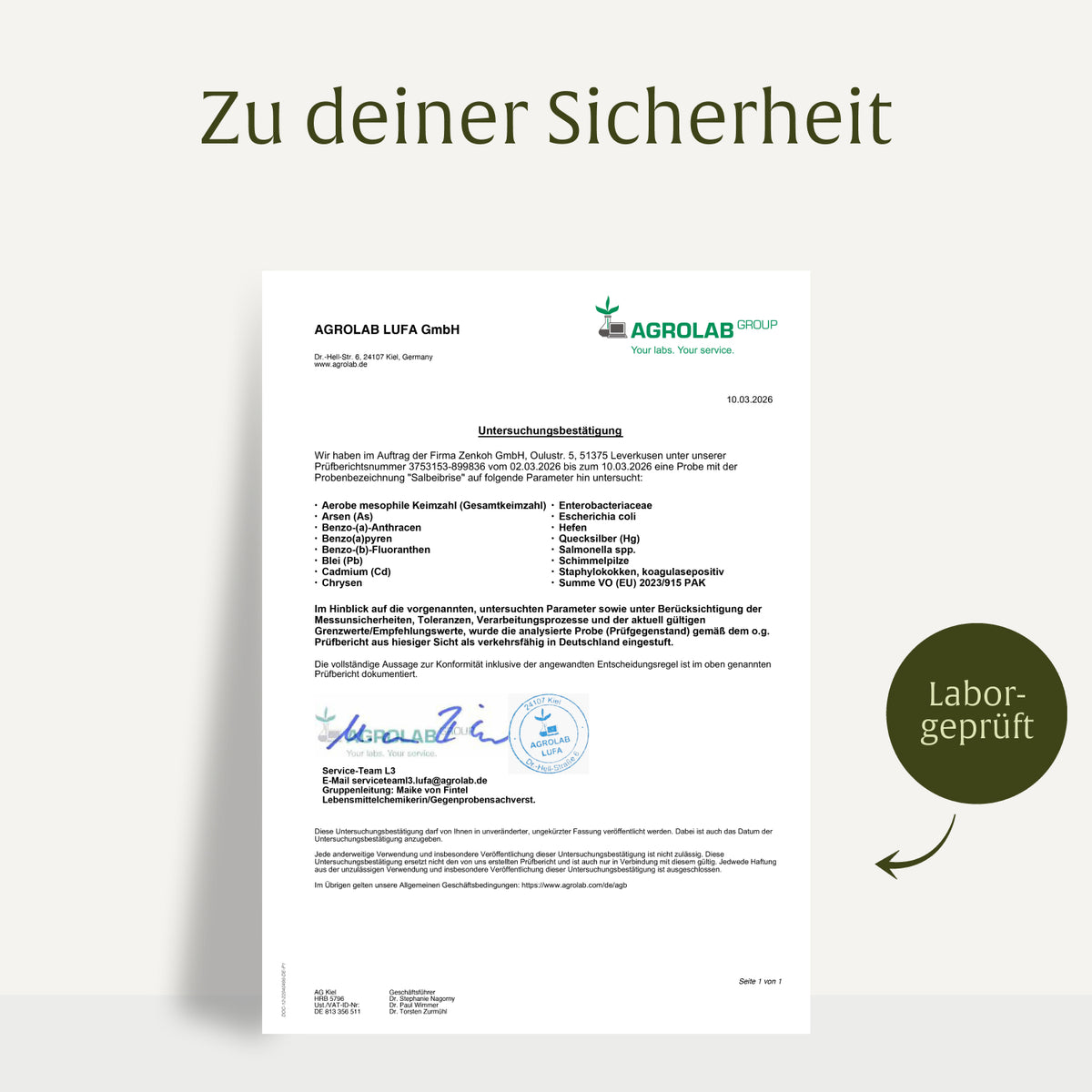 Salbeibrise Salbei-Extrakt Laborzertifikat 