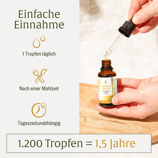 Sonnenfreund: Vitamin D3 & K2 Tropfen für Erwachsene (1.000 I.E.)