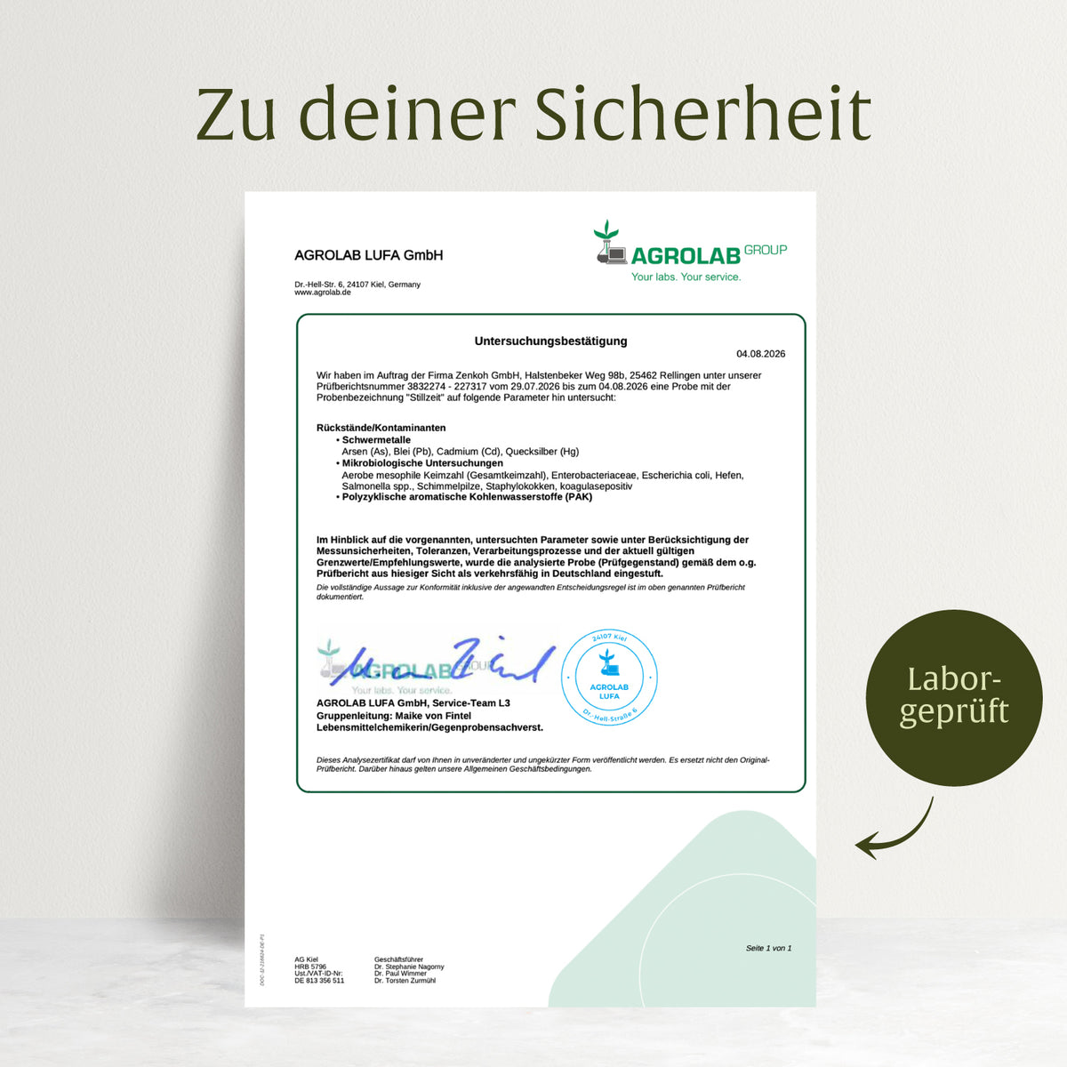Stillzeit Aktivierter Bockshornklee-Komplex Laborzertifikat