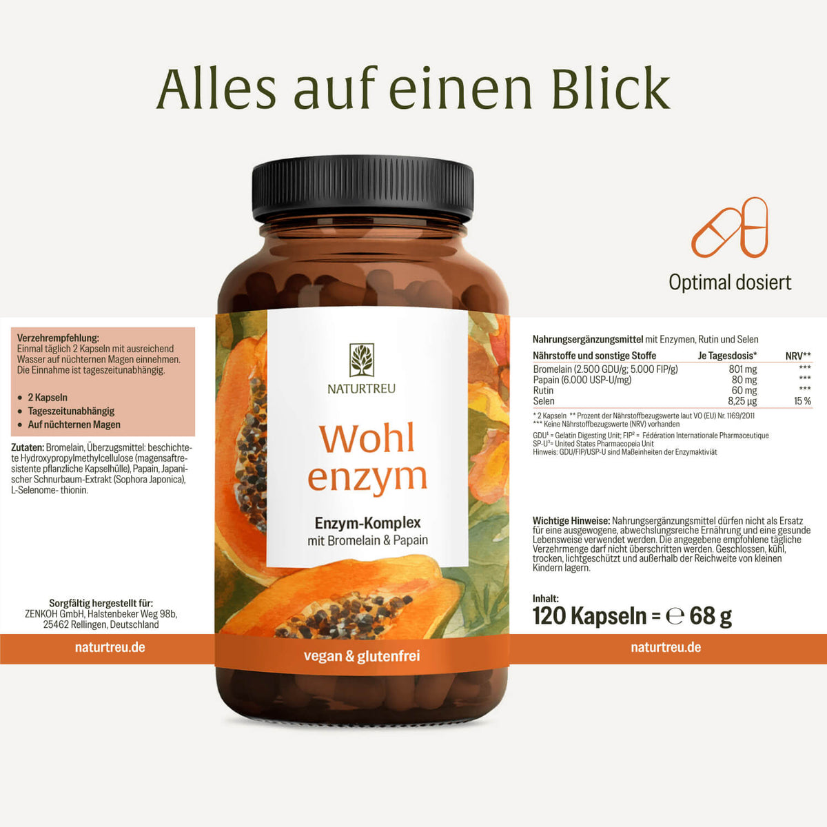Wohlenzym Enzym-Komplex mit Bromelain Papain Etikett 01 