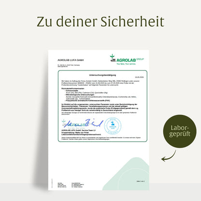 Zauberkakao Kakaopulver Laborzertifikat