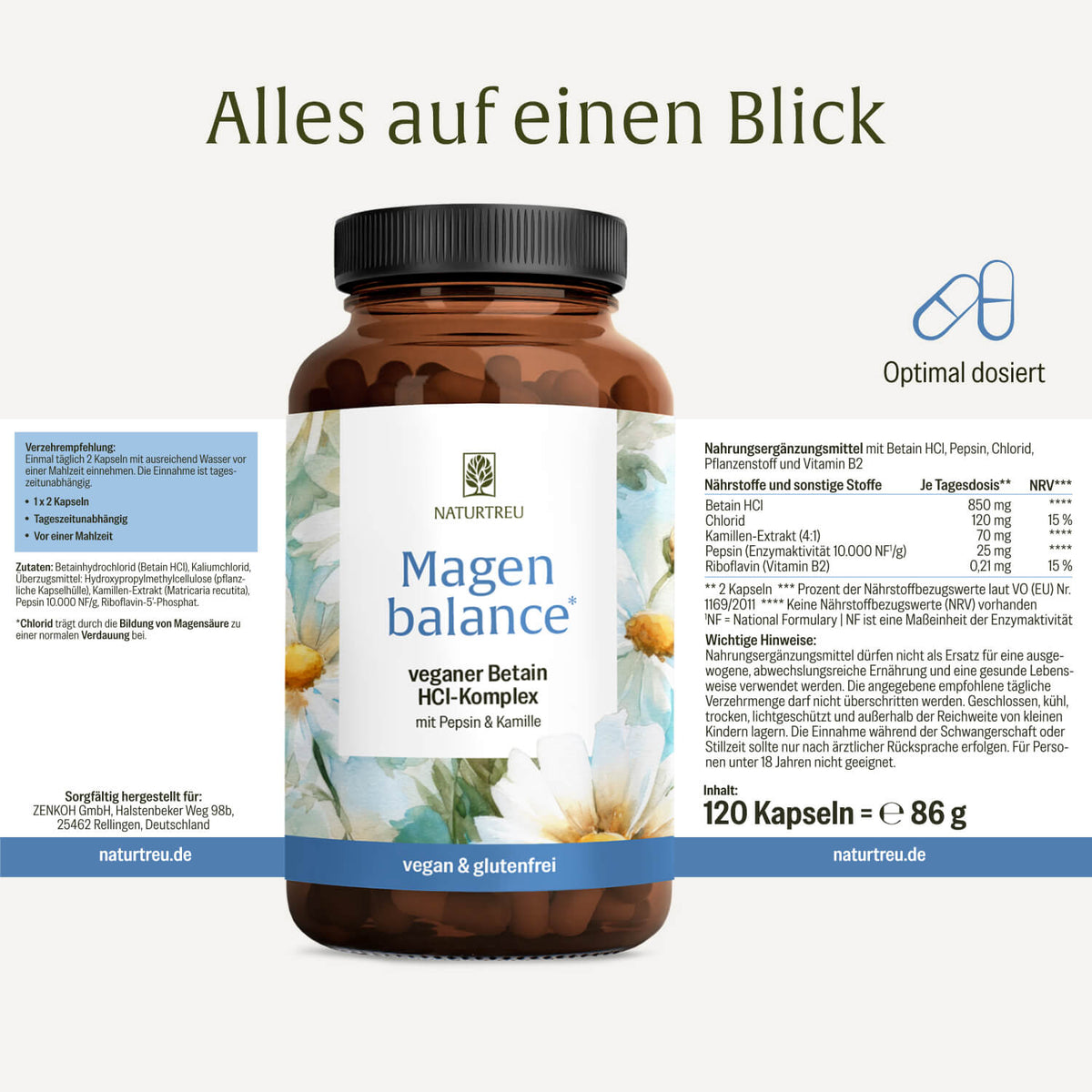 Magenbalance Veganer-Betain-HCI-Komplex Etikett